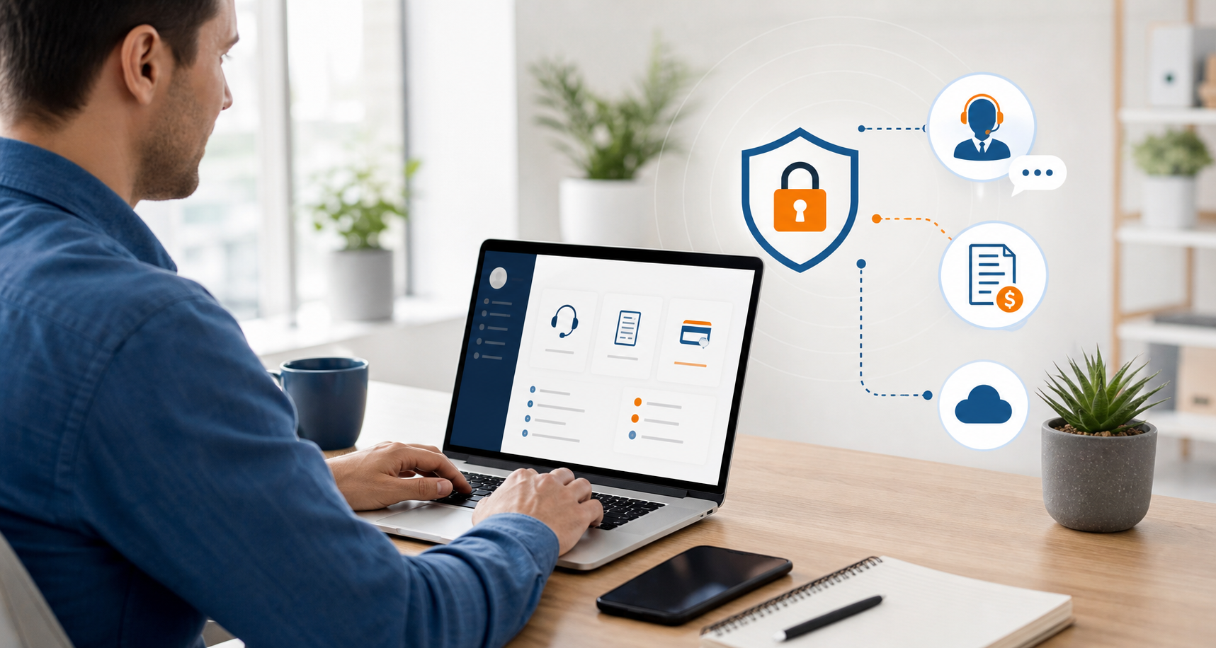 Secure client portal access on a modern business device